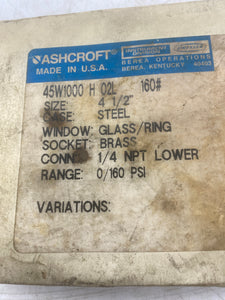 Ashcroft 45W1000-H-02L Pressure Gauge, 0-160 PSI, 4-1/2" Dia., *Lot of (2)* (Open Box)
