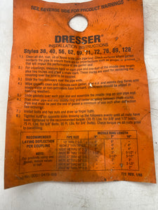Dresser 0038-9037-011 Style 38 4” (4.5") Steel Pipe Coupling, No Gaskets *Lot of (2)* (Used)