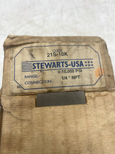 Load image into Gallery viewer, Stewarts-USA 21S-10K Pressure Gauge, 0-10,000 PSI, 1/4&quot;NPT, 316 SS (Open Box)