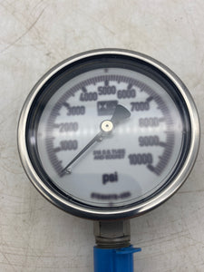 Stewarts-USA 21S-10K Pressure Gauge, 0-10,000 PSI, 1/4"NPT, 316 SS (Open Box)