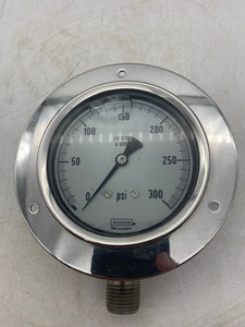 Noshok 40.500.300PSI Pressure Gauge, 0-300 PSI, 1/2"NPT, 304 SS (Open Box)