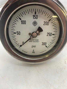 McDaniel Controls Pressure Gauges, 60/100/300 PSI, 1/2" MNPT, 316SS *Lot of (3)* (Used)