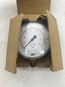 Wika 9768149 111.10 Pressure Gauge, 4", 0-600 PSI, 1/4" NPT LM (Open Box)
