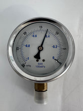 Load image into Gallery viewer, PIC Gauges 201L-402A Vacuum Gauge, -30-0 PSI / -1-0Bar, Liq Fill, 4" Dial (New)