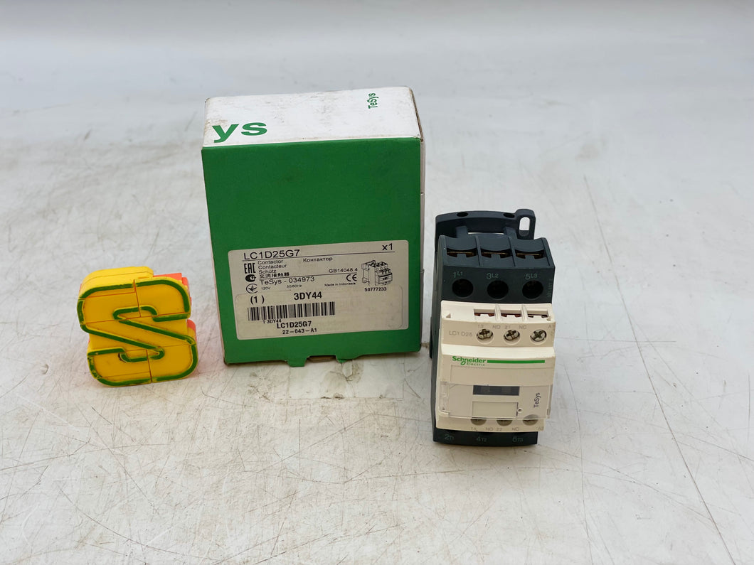 Schneider Electric LC1D25G7 Contactor w/ 120V Coil (New)