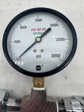 Load image into Gallery viewer, O2 Cylinder Transfill Manifold CGA-540 Female x CGA-870 Yoke w/ 3000PSI Gauge (No Box)