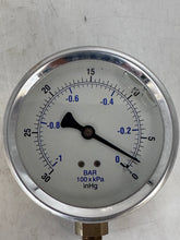 Load image into Gallery viewer, PIC Gauges 201L-404A Vacuum Gauge, -30-0 PSI, Liq Fill, 4" Dial, 1/4" NPT (New)