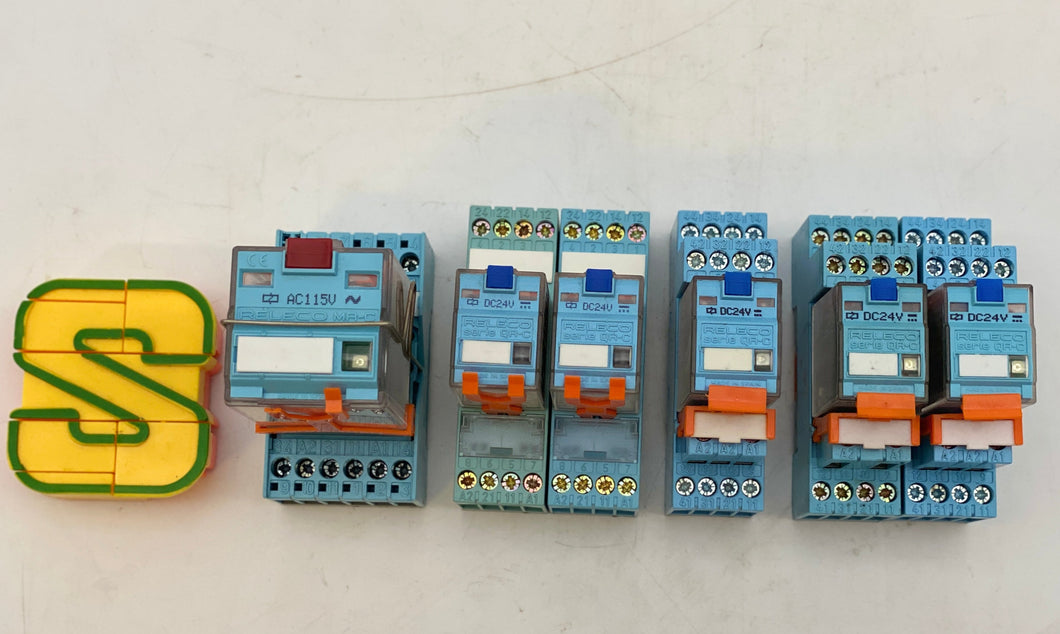 Releco QR-C, MR-C Relays w/ Base *Lot of (6)* (Used)-See Description