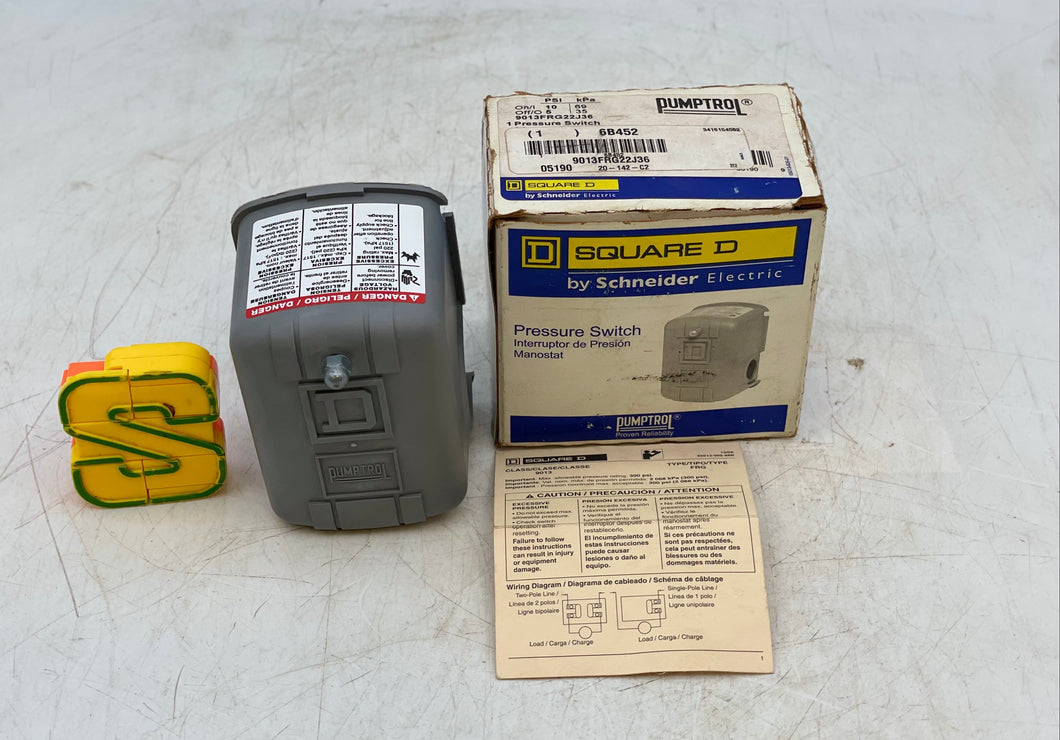 Square D 9013FRG22J36 Pumptrol Pressure Switch 230VAC, 1 HP (New)