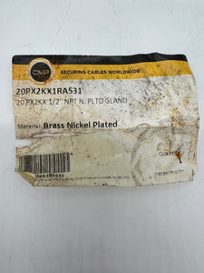 CMP 20PX2KX1RA531 Cable Gland, 1/2" NPT, Brass Nickel Plated (No Box)