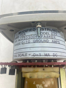 YCA 250300FAFA8KDX 250 0-10A Ground Amp Gauge w/ Square D KA2 Contact Block (Used)