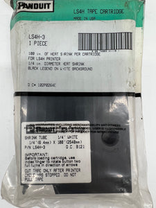 Panduit LS4H-3 Heat Shrink Cartridge, 1/4" x 100', Black on White *Lot of (3)* (New)