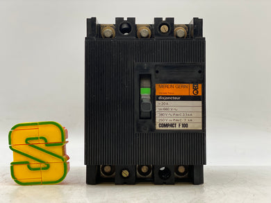 Merlin Gerin F100 Compact Circuit Breaker 20A 3P 660VAC (Used)