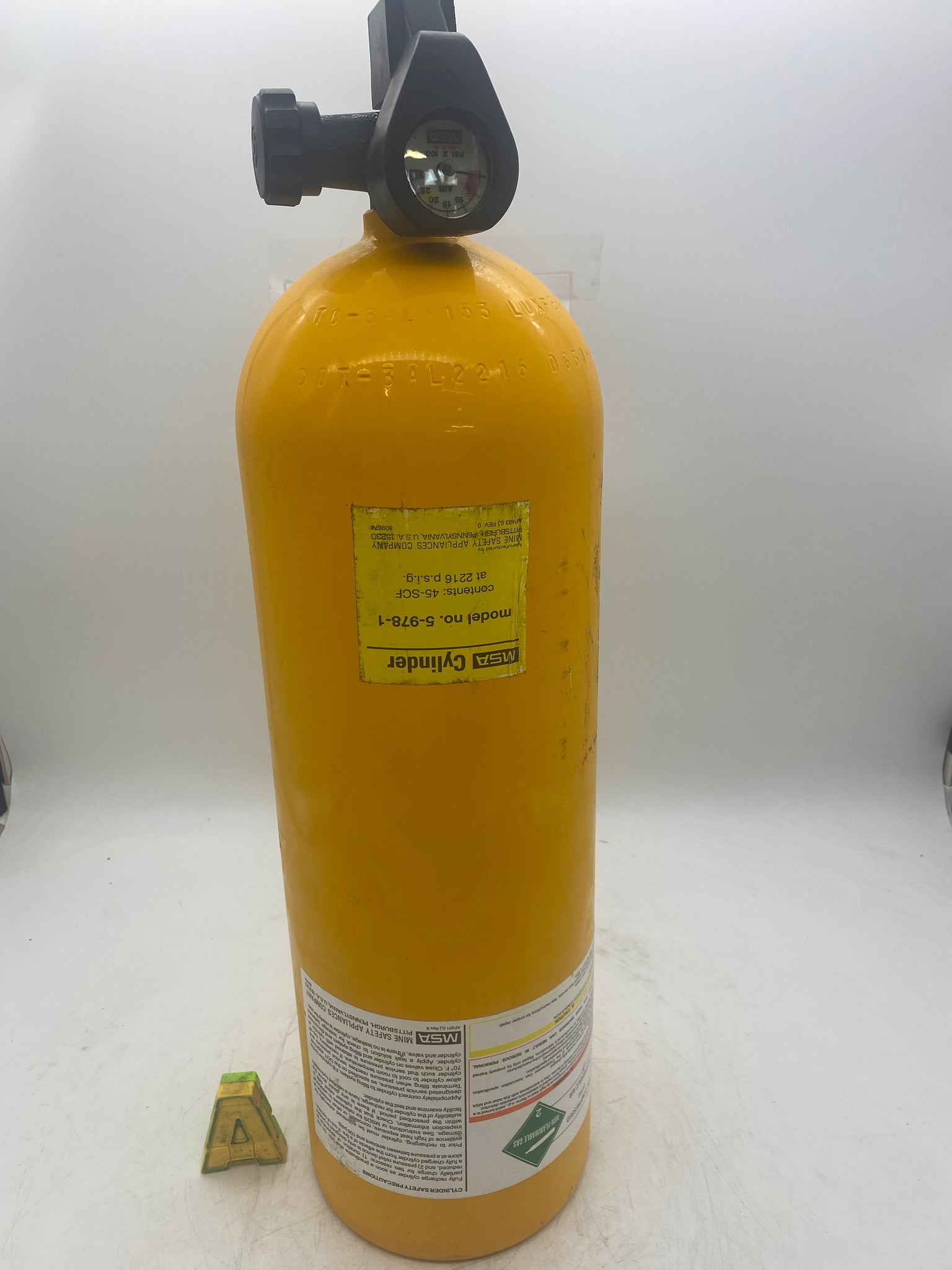 MSA 5-978-1 Metallic Air Tank, 45-SCF, 2216 PSI (Used