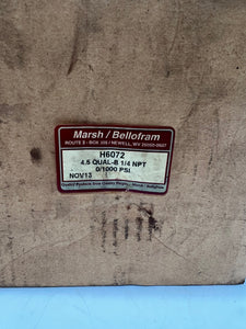 Marsh Bellofram H6072 Pressure Gauge, 4.5 QUAL-B, 1/4 NPT, 0-1000 PSI (Open Box)