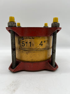Romac Style 511 Coupling w/ Ductile Iron Center Rings, 4" Pipe Size, 4.5" O.D. Red (No Box)