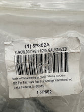 Load image into Gallery viewer, Grainger 5P802 90° Elbow, 1-1/2" FNPT x 1-1/2" FNPT, Galv *Lot of (6)* (New)