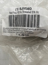 Load image into Gallery viewer, Grainger 6JM38 Hex Plug, 1/2” Threaded, 316SS *Lot of (6)* (New)