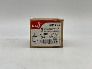 DF Electric NH000 Fuse 500VAC 100A *Lot of 10 Fuses* (New)