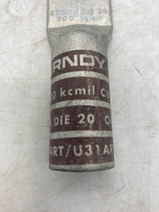 Burndy 502605 YA34-2NU Compression Terminal, 6" Long, No Holes, *Lot of (7)* (No Box)