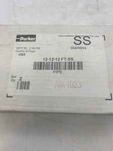 Parker 12-12-12 FT-SS, 3/4" Tee, FNPT *Box of (2)* (New)