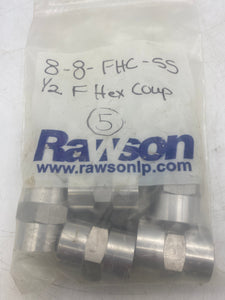 Parker 8-8 FHC-SS Female Hex Coupling, 1/2" FNPT x 1/2" FNPT, 316SS *Lot of (10)* (No Box)
