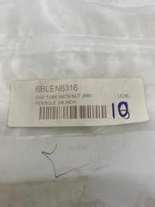 Parker 6BLEN6-316, A-LOK Tube Cap, 3/8" Tube OD, 316SS, *Lot of (10)* (No Box)