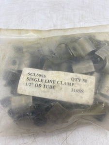 Channel Track SCL50SS Single Line Clamp 1/2" Tube 316SS 50/Bag *Lot of (1550) Clamps* (New)