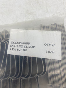 Channel Track GCL50SS04BP Gang Clamp 1/2" Tube 25/Bag 316SS *Lot of (550) Clamps* (New)