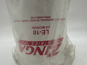 Zinga Industries LE-10 Filter Element, 10 Micron *Lot of (2) Filters* (No Box)