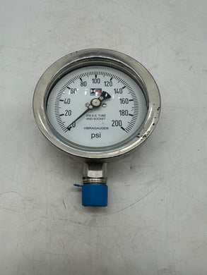Stewarts-USA 41SV-200 Vibragauge Pressure Gauge 4” 0-200PSI 1/2