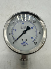 Load image into Gallery viewer, Pressure Gauge 0-300 PSI, Liq. Filled, 4" Dial, 316 SS, 1/2" NPT Bottom Mount (No Box)