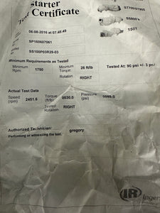 Ingersoll Rand SS100P03R29-03 Air Starter, Right Hand (Open Box)