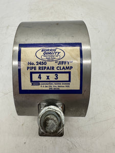Dover Norris No. 2450 JIFFY Pipe Repair Clamp, 4"D X 3"L, SS, EPDM (No Box)