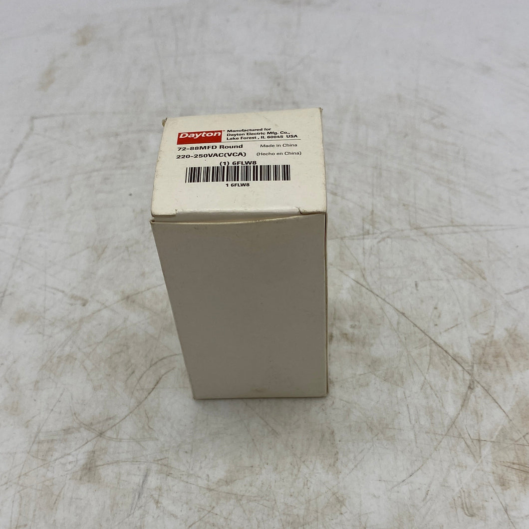 Dayton 6FLW8 Motor Start Capacitor 72-88MFD Round 220-250VAC *Lot of (5)* (Open Box)