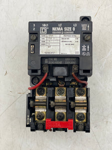 Square D 8536SBO2V02S Series A Size 0 Motor Starter w/ 120VAC Coil (Used)