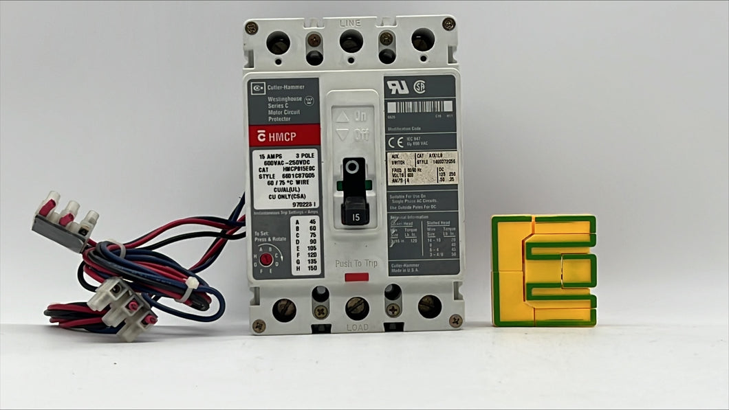 Cutler-Hammer HMCP015E0C Circuit Protector, 15A, 3 Pole (Used)