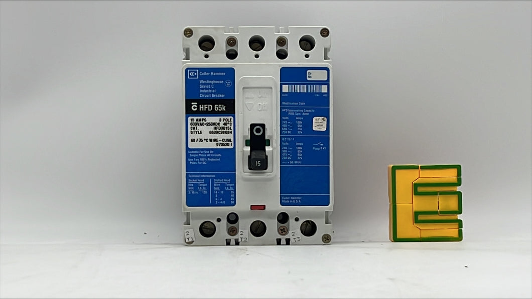 Cutler-Hammer HFD3015L Circuit Breaker 15A, 3 Pole (Used)