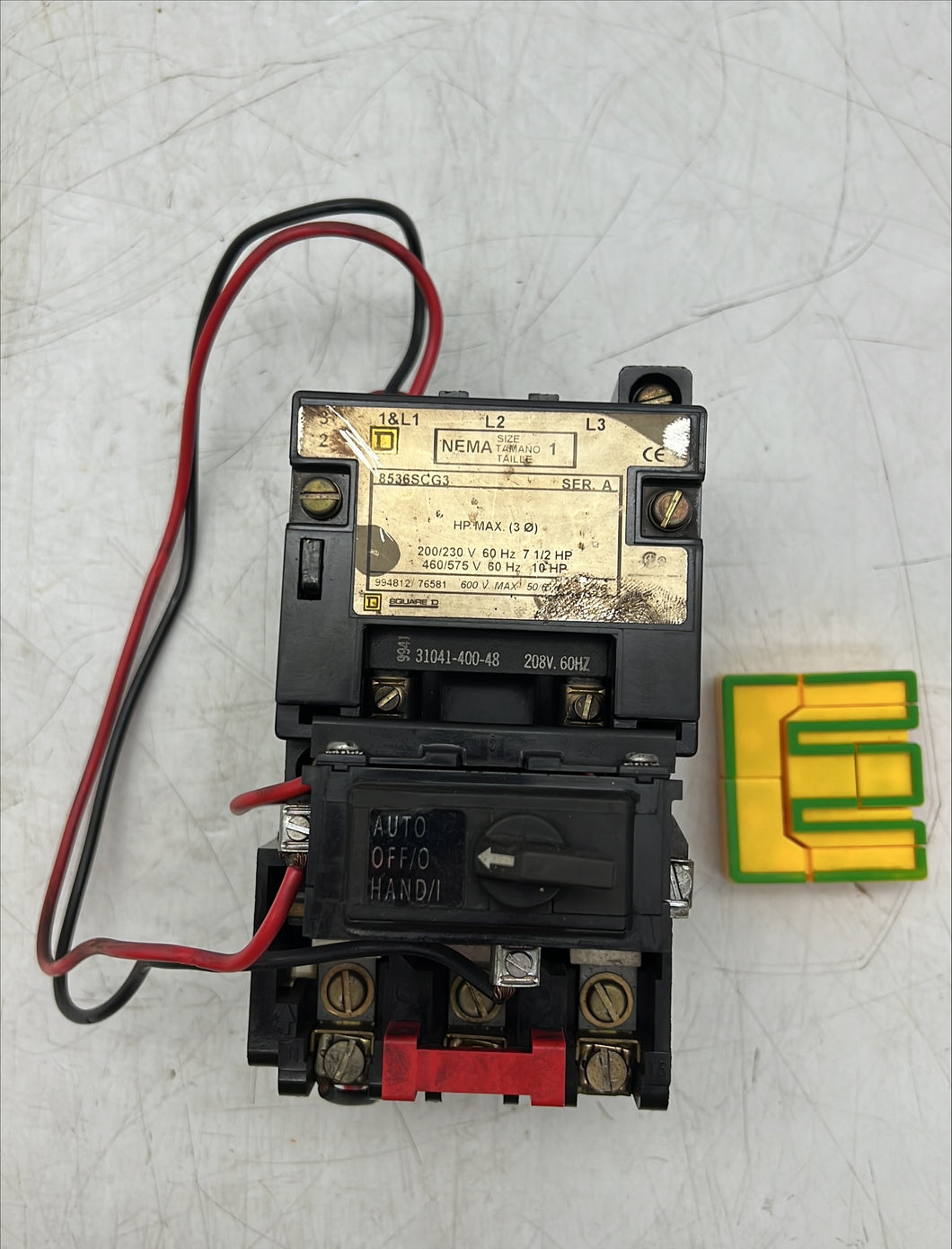 Square D 8536SCG3V08C Size 1 Starter w/ Selector Switch, 208V Coil (Used)