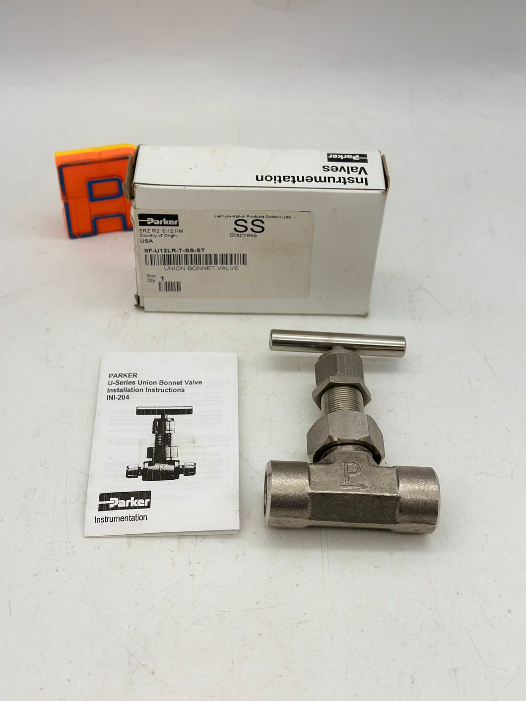 Parker 8F-U12LR-T-SS-ST Union Bonnet Valve (Open Box)