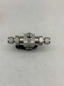 Parker 6A-HB4XK-SSP High Pressure Ball Valve, 3/8", 3-Way (No Box)