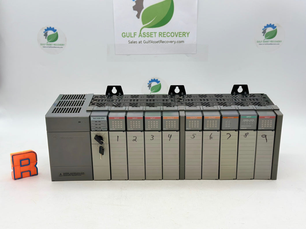 Allen-Bradley 1746-A10 SLC 500 10-Slot PLC Rack w/ 1746-P2 Pwr Sup, 1747-L541 CPU (Used)