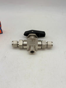 Parker 6A-HB4XK-SSP High Pressure Ball Valve, 3/8", 3-Way (No Box)