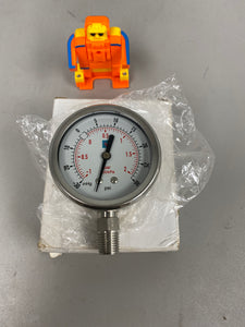 Grainger 25-500FG02L Pressure Gauge, -30inHg-30PSI/BAR, *Lot of (2)* (New)