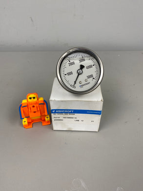 Ashcroft 783156656115 Pressure Gauge, 631008SL02C5000#, 0-5000 PSI, Liquid Filled