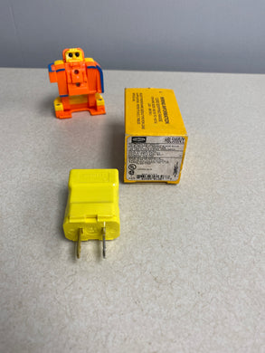 Hubbell HBL5866VY Straight Blade Plug Polarized, Yellow Nylon, 15A, 125V (New)