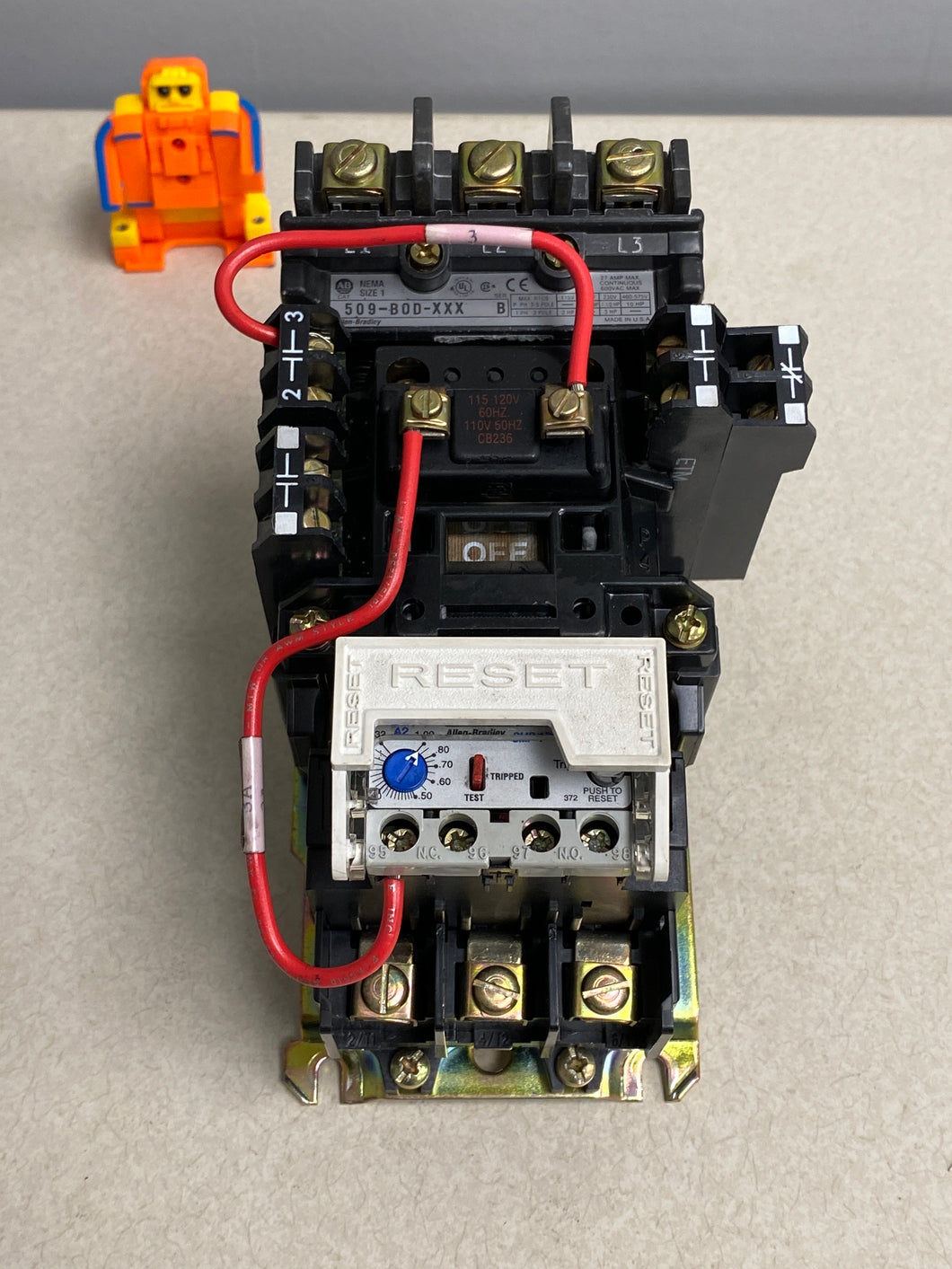Allen-Bradley 509-BOD-XXX Size 1 Starter w/ 592-A2CA Ovld Relay, 110/120V Coil (Used)