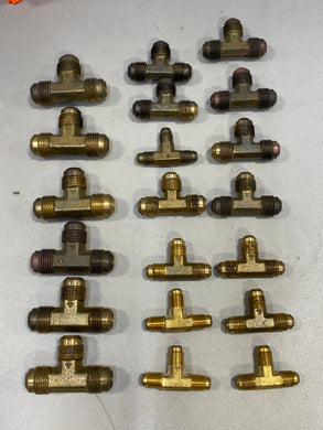 Assorted Brass Flared Union Tee's, *Lot of (20) Pcs* (New/Used)
