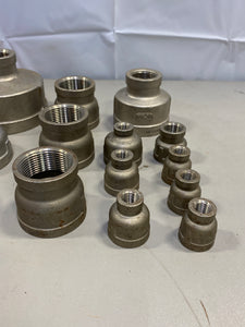 Assorted Lot of Stainless Steel Reducer Couplings, *Lot of (17) Pcs* (New/Used)