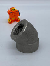 Load image into Gallery viewer, Forged Pipe Fitting 1-1/2" Threaded 45° Elbow 3000LB 316L A182 (No Box)